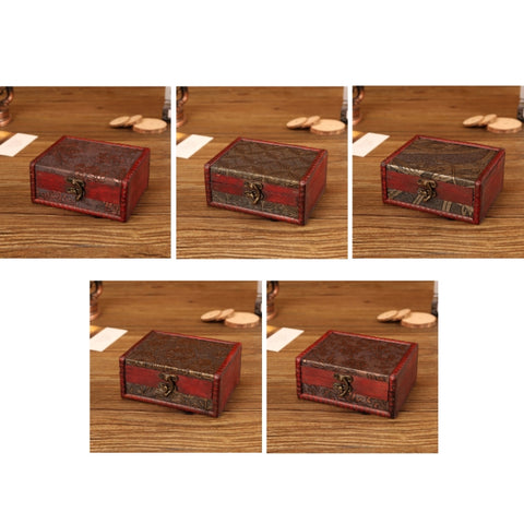 Wooden Vintage Jewelry Box Sorage And Shooting Props, 14.5x11.5x6.5cm