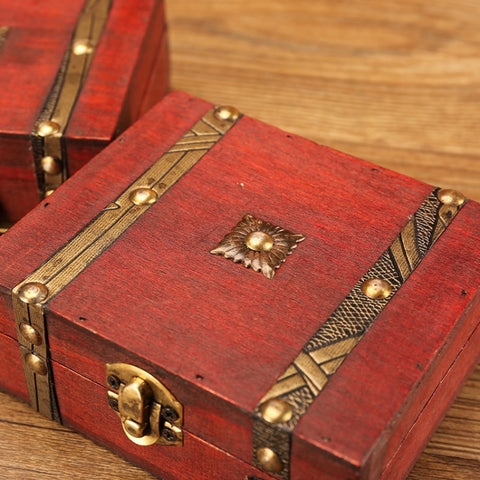 Antique Wooden Double Belt Jewelry Box，Specification：, Original Buckle, With Password Lock
