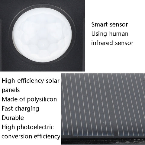 Solar 3-Sides Floodlit Motion Sensing Wall Light Outdoor Garden Corridor Street Light, 118 LED