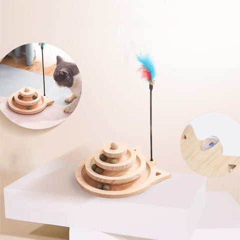 MZP01 Solid Wood Turntable Cat Toys Durable Funny Cat Stick Scratcher, Specification:, Double-layer Small, Three-layer Large, Two-layer Scratching Post, Mint Balls 2-layer Turntable, Mint Balls 3-layer Turntable, Mint Balls Pillar Turntable            ...