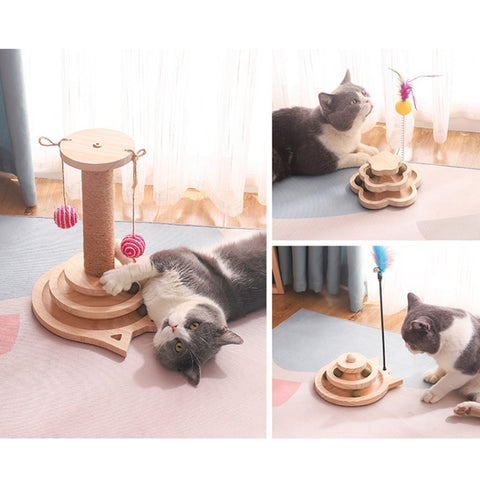 MZP01 Solid Wood Turntable Cat Toys Durable Funny Cat Stick Scratcher, Specification:, Double-layer Small, Three-layer Large, Two-layer Scratching Post, Mint Balls 2-layer Turntable, Mint Balls 3-layer Turntable, Mint Balls Pillar Turntable            ...