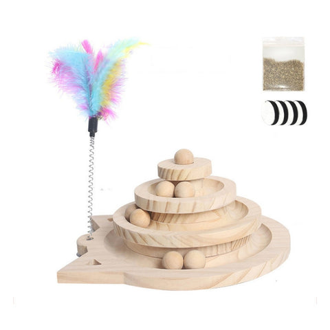 MZP01 Solid Wood Turntable Cat Toys Durable Funny Cat Stick Scratcher, Specification:, Double-layer Small, Three-layer Large, Two-layer Scratching Post, Mint Balls 2-layer Turntable, Mint Balls 3-layer Turntable, Mint Balls Pillar Turntable            ...