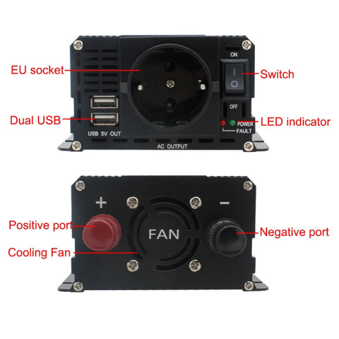 LCD Smart Home Car Inverter 12V To 220V Power Converter, 1500W, 2000W, 2600W, 3000W