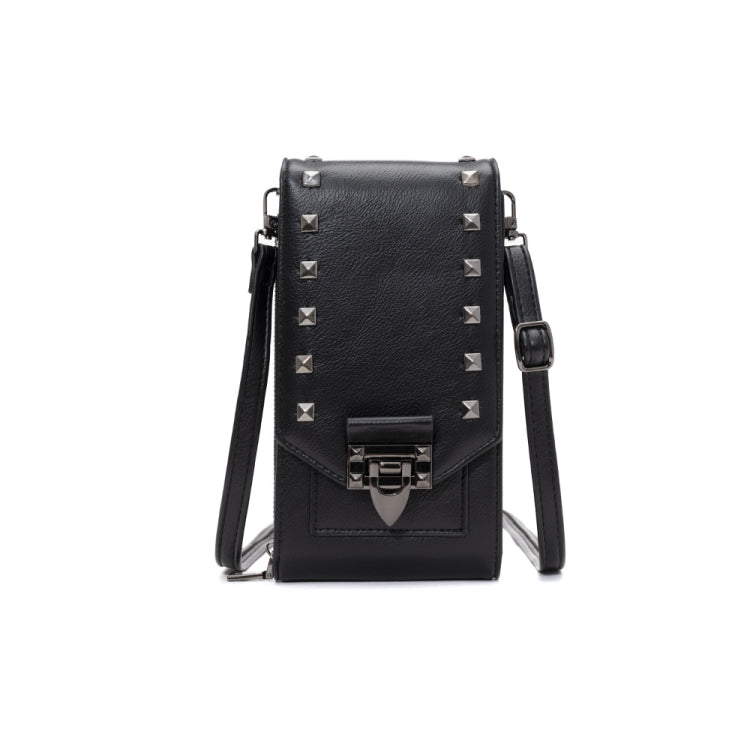 F835 Rivet Diamond Mobile Phone Bag Ladies Shoulder Diagonal Bag, Red, Blue, Black, Pink, Tea Brown