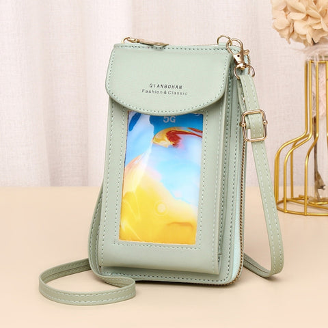 JLF012 Touch Screen Mobile Phone Bag Women Messenger Shoulder Bag, Red Wine, Black, Deep Pink, Light Pink, Light Blue, Light Green, Brown, Khaki
