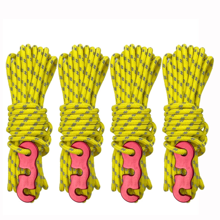 Outdoor Camping Tent Canopy Wind Rope Luminous Multi-Function Wind Rope Buckle Tent Fixed Rope, 4m x 4 Rolls, 4m x 6 Rolls