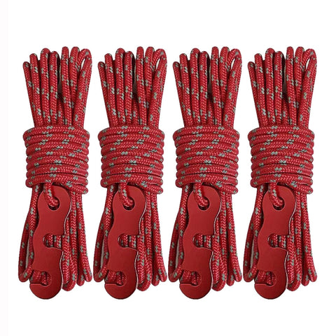 Outdoor Camping Tent Canopy Wind Rope Luminous Multi-Function Wind Rope Buckle Tent Fixed Rope, 4m x 4 Rolls, 4m x 6 Rolls