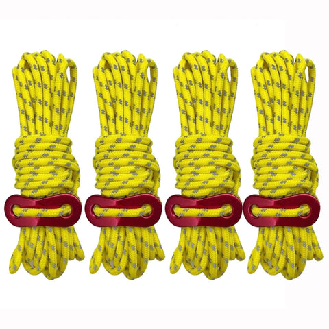 Outdoor Camping Tent Canopy Wind Rope Luminous Multi-Function Wind Rope Buckle Tent Fixed Rope, 4m x 4 Rolls, 4m x 6 Rolls