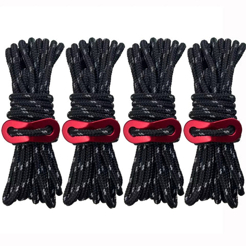 Outdoor Camping Tent Canopy Wind Rope Luminous Multi-Function Wind Rope Buckle Tent Fixed Rope, 4m x 4 Rolls, 4m x 6 Rolls