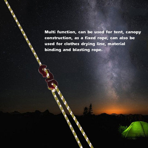 Outdoor Camping Tent Canopy Wind Rope Luminous Multi-Function Wind Rope Buckle Tent Fixed Rope, 4m x 4 Rolls, 4m x 6 Rolls