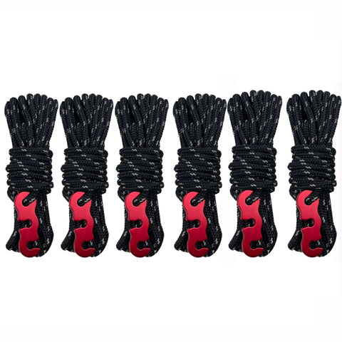 Outdoor Camping Tent Canopy Wind Rope Luminous Multi-Function Wind Rope Buckle Tent Fixed Rope, 4m x 4 Rolls, 4m x 6 Rolls