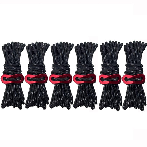 Outdoor Camping Tent Canopy Wind Rope Luminous Multi-Function Wind Rope Buckle Tent Fixed Rope, 4m x 4 Rolls, 4m x 6 Rolls