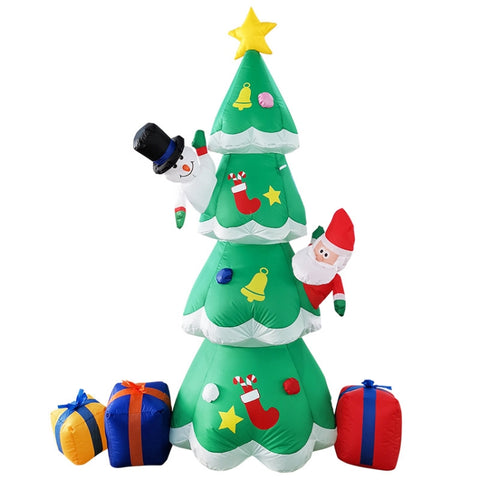 Santa Claus Christmas Tree Snowman Inflatable LED Luminous Christmas Ornaments,, US Plug