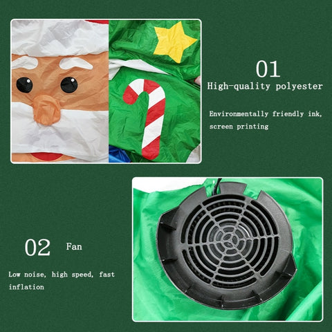 Santa Claus Christmas Tree Snowman Inflatable LED Luminous Christmas Ornaments,, US Plug