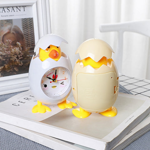 RP001 Cartoon Chicken Eggshell Chicks Alarm Clock Student Gift Children Bedroom Ornaments, White, Yellow