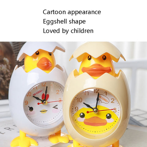 RP001 Cartoon Chicken Eggshell Chicks Alarm Clock Student Gift Children Bedroom Ornaments, White, Yellow
