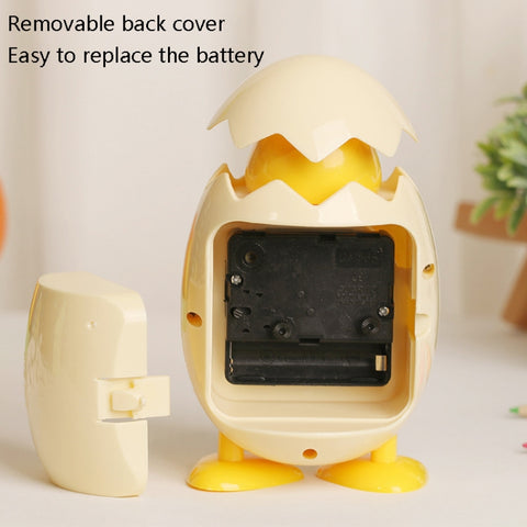 RP001 Cartoon Chicken Eggshell Chicks Alarm Clock Student Gift Children Bedroom Ornaments, White, Yellow