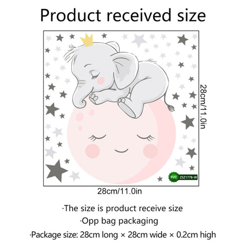 ZSZ1778 Luminous Smiling Baby Elephant Wall Stickers Background Wall Bedroom Stickers, Specification: 28x28cm, ZSZ1778