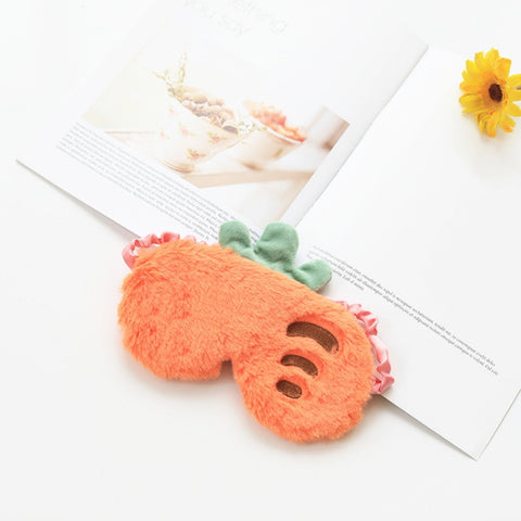 Fruit Plush Eye Mask Cute Soft Girl Sleep Blackout Eye Mask, Strawberry, Pineapple, Carrot, Cactus, Shallow Pink Strawberry