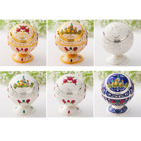 Metal Globe Ashtray With Lid Holiday Gift Tea Table Decoration, Golden Rose, Phnom Pencasting Castle, Silver Rose, Silver Castle, Silver Side White Red Rose, Silver Bay Blue Castle, Treasure Rose, Baolan Castle, Green Rose, Green Castle, Red Rose      ...