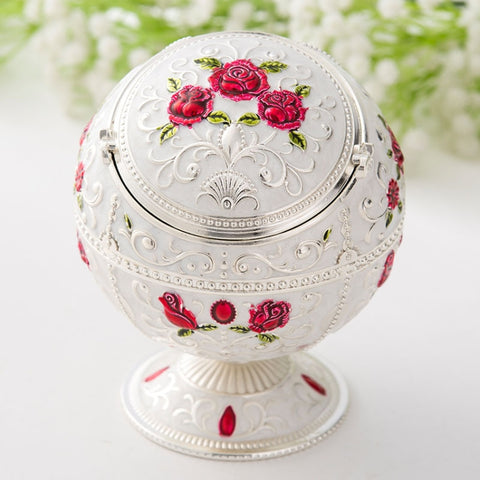 Metal Globe Ashtray With Lid Holiday Gift Tea Table Decoration, Golden Rose, Phnom Pencasting Castle, Silver Rose, Silver Castle, Silver Side White Red Rose, Silver Bay Blue Castle, Treasure Rose, Baolan Castle, Green Rose, Green Castle, Red Rose      ...