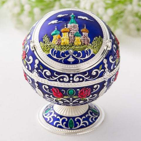 Metal Globe Ashtray With Lid Holiday Gift Tea Table Decoration, Golden Rose, Phnom Pencasting Castle, Silver Rose, Silver Castle, Silver Side White Red Rose, Silver Bay Blue Castle, Treasure Rose, Baolan Castle, Green Rose, Green Castle, Red Rose      ...