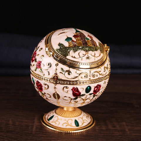Metal Globe Ashtray With Lid Holiday Gift Tea Table Decoration, Golden Rose, Phnom Pencasting Castle, Silver Rose, Silver Castle, Silver Side White Red Rose, Silver Bay Blue Castle, Treasure Rose, Baolan Castle, Green Rose, Green Castle, Red Rose      ...