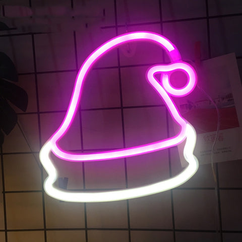 Christmas Decoration Neon Lights Wall-Mounted Ornaments, Spec:, Christmas Hat, Big Bell, Christmas Stock