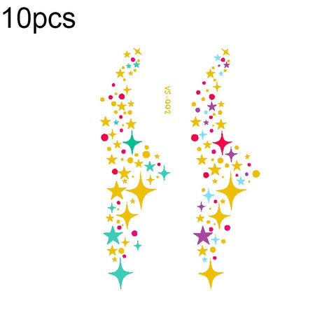 10 PCS Hot Stamping Waterproof Music Festival Face Tattoo Sticker, VS-001, VS-002, VS-003, VS-004, VS-005, VS-006, VS-007, VS-008, VS-009, VS-010