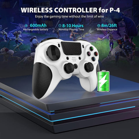 MB-P913 PC Six-Axis Somatosensory Back Key Programming Dual Vibration Bluetooth Gamepad For PS4 Pro, Red Black, Blue Black, Black White, Black