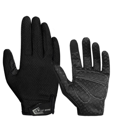 WEST BIKING YP0211223 Full-Finger Gloves For Cycling Shock Absorption Non-Slip Touch Screen Gloves, M, L, XL