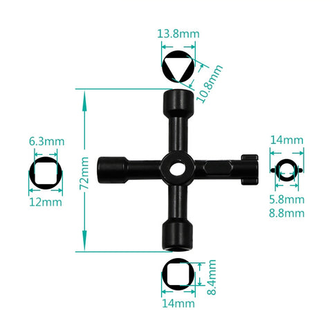 Elevator Water Meter Valve Cross Key Inner Triangle Wrench, Style: A Black, A Black, A Blue, B Silver, D Silver Center Six-side/Square Hole, E Silver, F Silver, D Silver Center Double-sided Square Hole