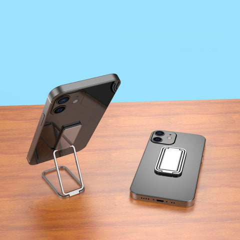 Square Folding Metal Holder Rotating Back Stick Desktop Phone Ring Holder, Square Folding (Black), Square Folding (Rose Gold), Square Folding (Space Silver)