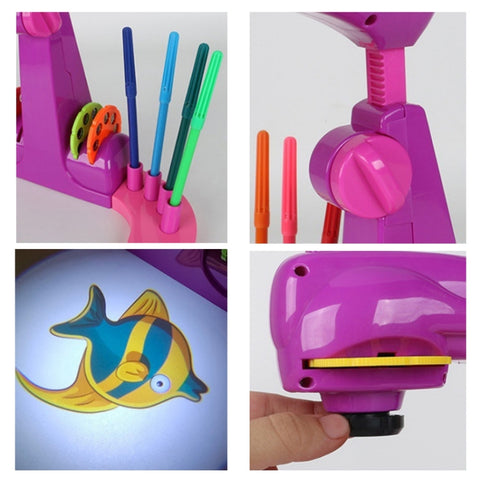 Children Multifunctional Projection Writing Drawing Board, without Watercolor Pen, Blue, Purple