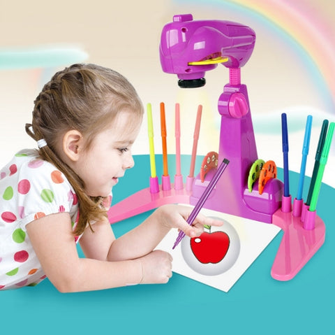 Children Multifunctional Projection Writing Drawing Board, without Watercolor Pen, Blue, Purple