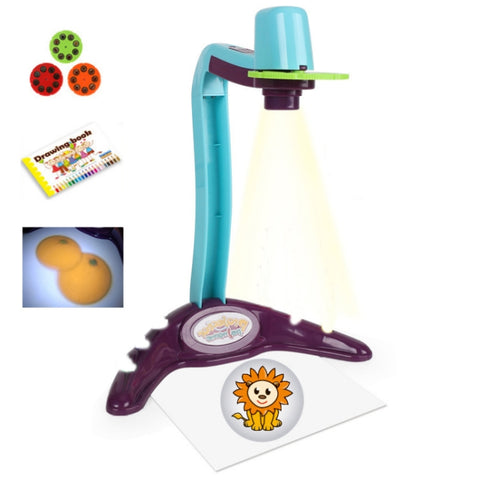 Children Multifunctional Writing Drawing Board Projection Lamp, without Watercolor Pen, Blue, Red