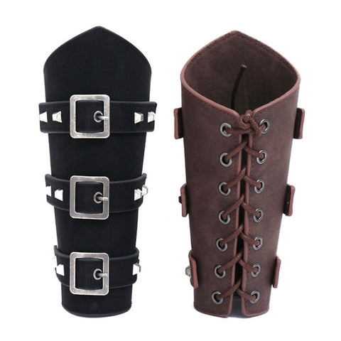 P01994 Men Leather Bracer Personality Punk Riding Arm Guard, Geometry Rivet