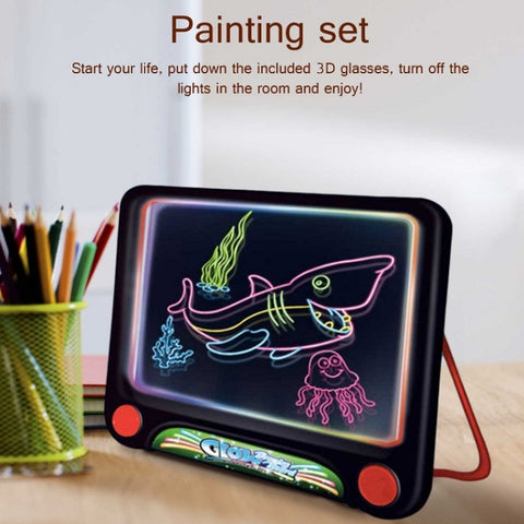 Multifunctional Luminous 3D Children Drawing Board, Without Watercolor Pen, Style:, 3D Space, 3D Dinosaur, 3D Ocean, Luminous Space, Luminous Ocean, Luminous Dinosaur