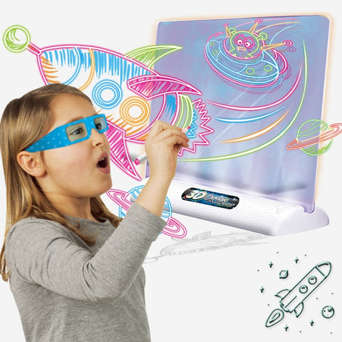 Multifunctional Luminous 3D Children Drawing Board, Without Watercolor Pen, Style:, 3D Space, 3D Dinosaur, 3D Ocean, Luminous Space, Luminous Ocean, Luminous Dinosaur
