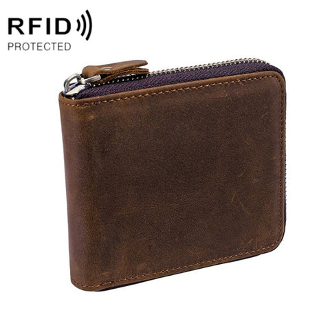 9039 RFID Antimagnetic Leather Zipper Wallet, Vertical 2, Vertical 3, Horizontal 3, Horizontal 4