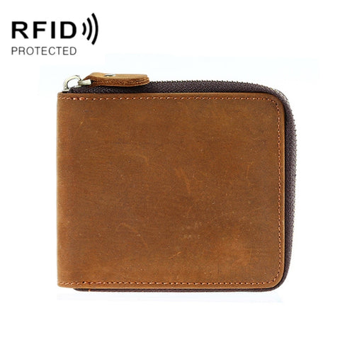 9039 RFID Antimagnetic Leather Zipper Wallet, Vertical 2, Vertical 3, Horizontal 3, Horizontal 4
