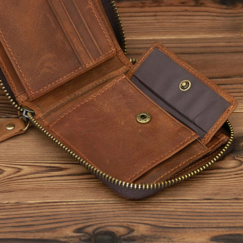 9039 RFID Antimagnetic Leather Zipper Wallet, Vertical 2, Vertical 3, Horizontal 3, Horizontal 4
