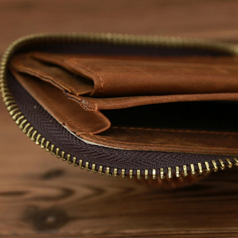 9039 RFID Antimagnetic Leather Zipper Wallet, Vertical 2, Vertical 3, Horizontal 3, Horizontal 4