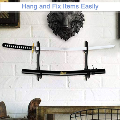 Acrylic Samurai Sword And Scabbard Holder, Transparent, Black