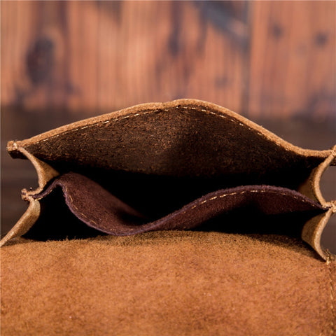 2034 Men Retro Leather Phone Waist Bag, Dark Brown, Yellow Brown