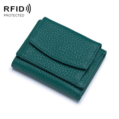CL-2753 Leather RFID Short Coin Purse Wallet