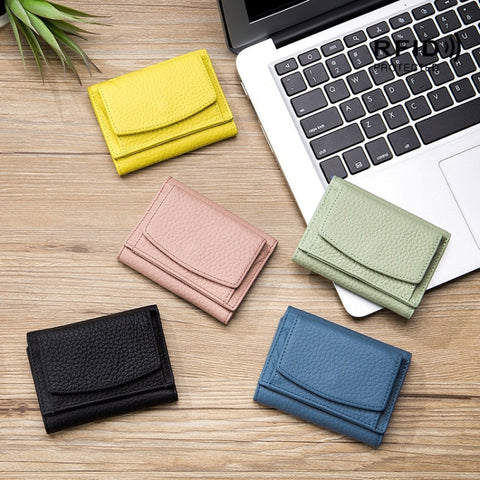 CL-2753 Leather RFID Short Coin Purse Wallet