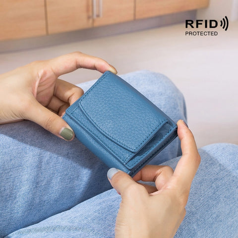 CL-2753 Leather RFID Short Coin Purse Wallet