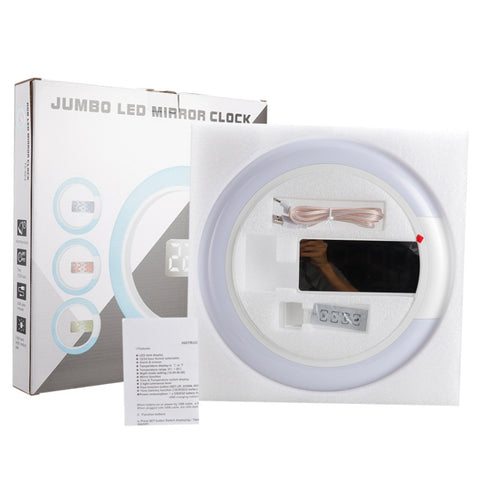 LED Mirror Hollow Wall Clock 7-color Switch Electronic Digital Display Wall Clock, Hollow Wall Clock