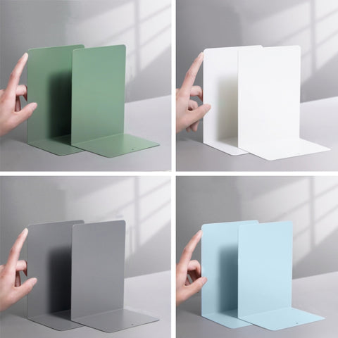 Deli 78650 2 Pieces Of Thickened Desktop Metal Bookends, Green, Beige, Dark Gray, Light Green